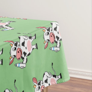Happy Cow mit Babyflasche Cartoon Tischdecke