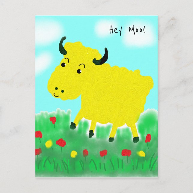 Happy Cow mit Wolken Postkarte (Vorderseite)