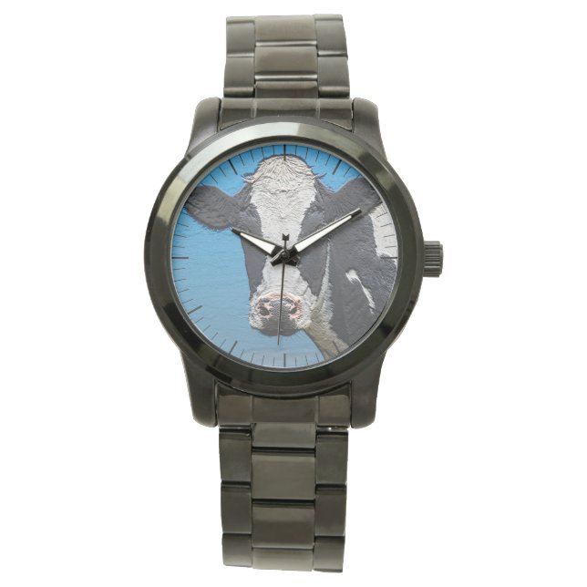 Happy Cow Portrait Armbanduhr (Vorderseite)