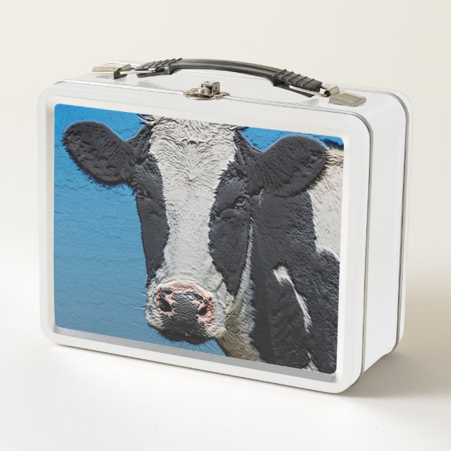 Happy Cow Portrait Metall Brotdose (Vorderseite)