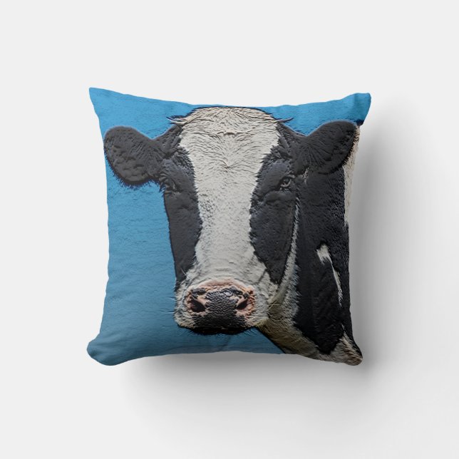 Happy Cow Portrait Square Getränke Coaster Baby Bu Kissen (Vorderseite)