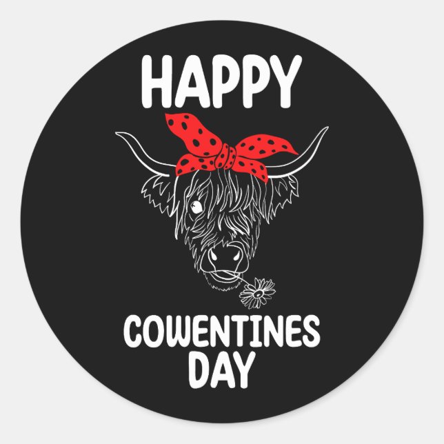 Happy Cowentines Kuh Funny Valentine Day Farm Runder Aufkleber (Vorderseite)