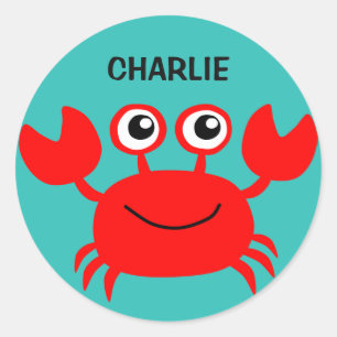 Happy Crab autocollants de nom personnalisé