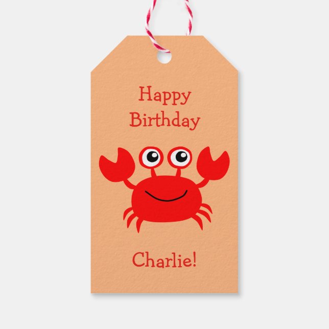Happy Crab benutzerdefinierte Geschenkanhänger (Rückseite)