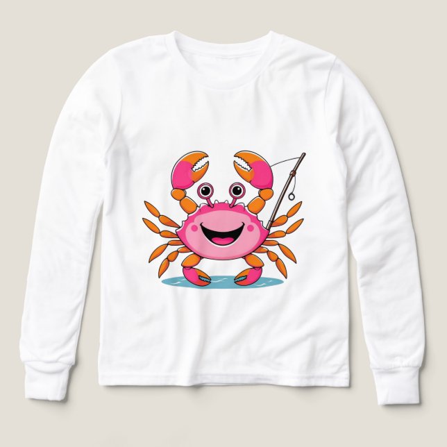 Happy Crab Fishing – Kids’ Long Sleeve Tee (Design Vorderseite)
