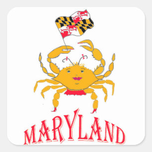 Happy crab in Maryland Quadratischer Aufkleber