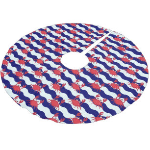 Happy Crabs Pattern Polyester Weihnachtsbaumdecke