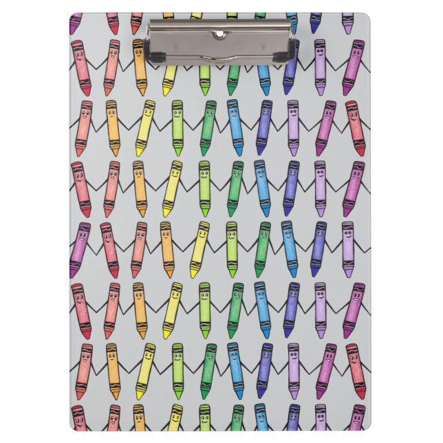 Happy Crayons Pattern Clipboard Klemmbrett (Vorderseite)