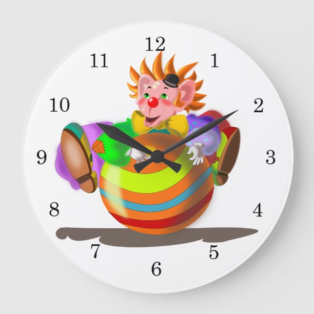 Happy Crazy Clown Große Wanduhr (Vorderseite)