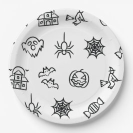Happy creepy Halloween Muster - Weiß Pappteller