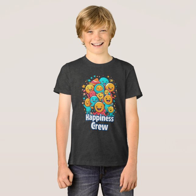 Happy Crew - Niedlicher Smiley Squad Youth T - Shi Tri-Blend Shirt (Vorderseite voll)