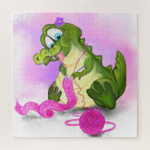 Happy Crocodile Stricks Pink Scarf - Funny Paintin