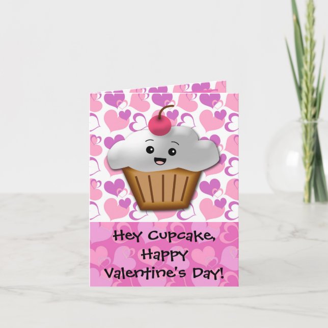 Happy Cupcake Valentine Feiertagskarte (Vorderseite)