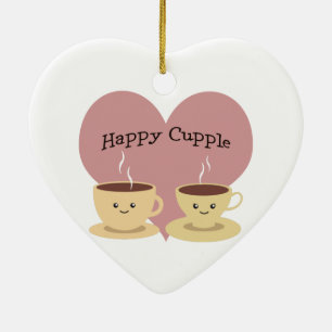Happy Cupple! Niedlicher Kaffee Keramik Ornament