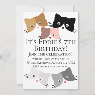 Happy Curious Kittens Geburtstag Einladung