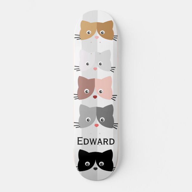 Happy Curious Kittens Skateboard (Vorderseite)