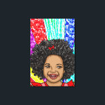Happy Curls Pop Art Laughing Girl Leinwanddruck<br><div class="desc">Adorable kleine afroamerikanische Mädchen lachen mit leuchtenden und kühnen Farben,  rot,  lila,  gelb,  blau digitale Kunst.</div>