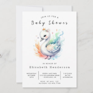 Happy Custom Swan Baby Shower Einladung