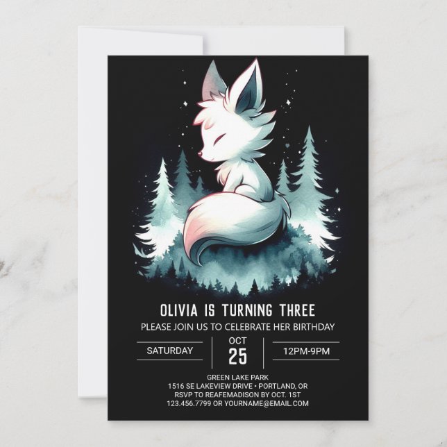 Happy Custom Wolf Geburtstag Einladung (Vorderseite)