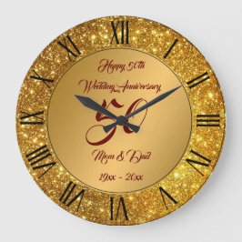 Happy Customize Gold Glitzer 50 Jahre alt Große Wanduhr