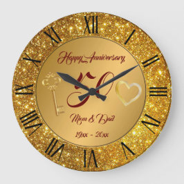 Happy Customize Liebe Gold 50 Jahre Jubiläum Große Wanduhr