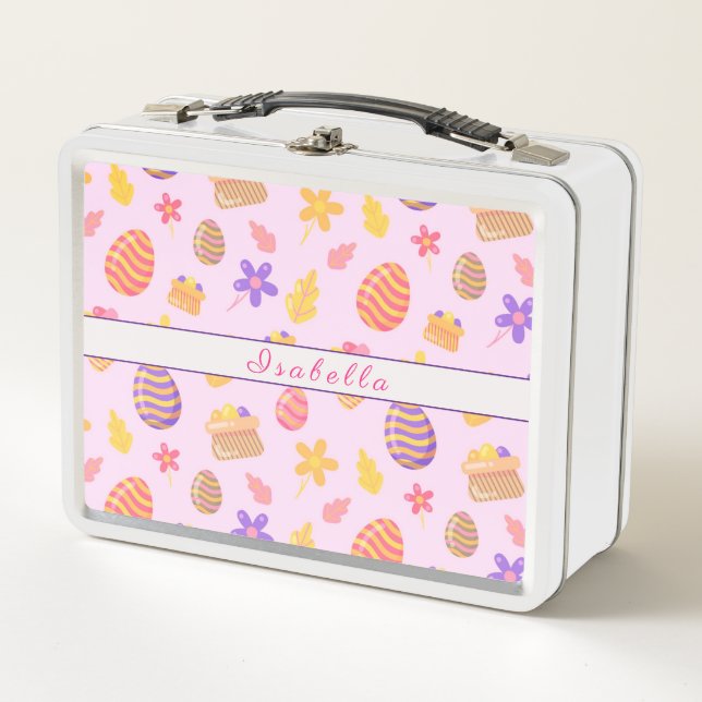Happy Customize Lila Ostern Metall Brotdose (Vorderseite)