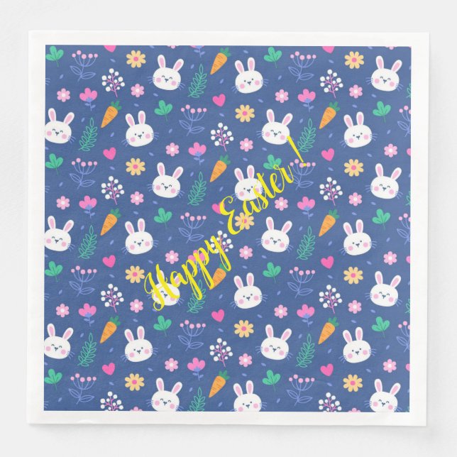 Happy Customize Osterweiße Liebe Kaninchen Serviette (Vorderseite)