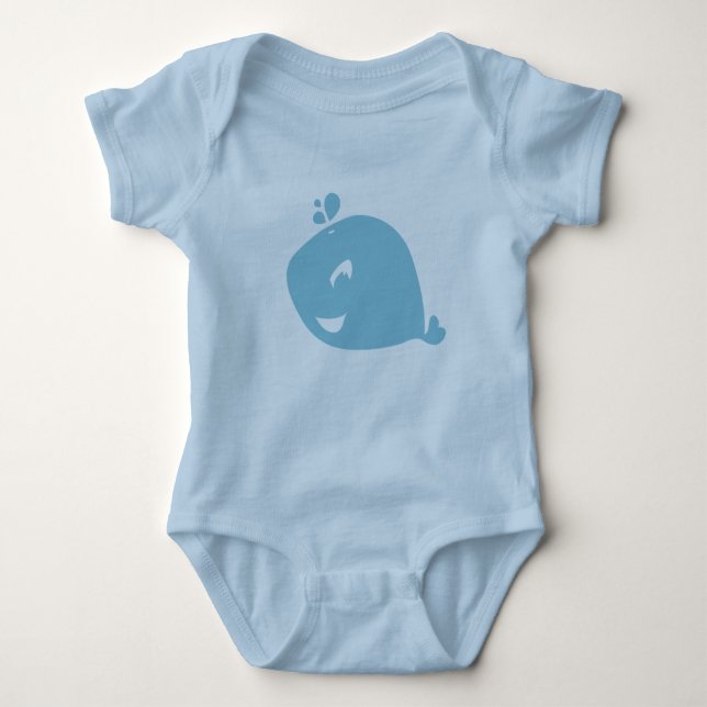 Happy Cute Blue Whale Baby Strampler (Vorderseite)