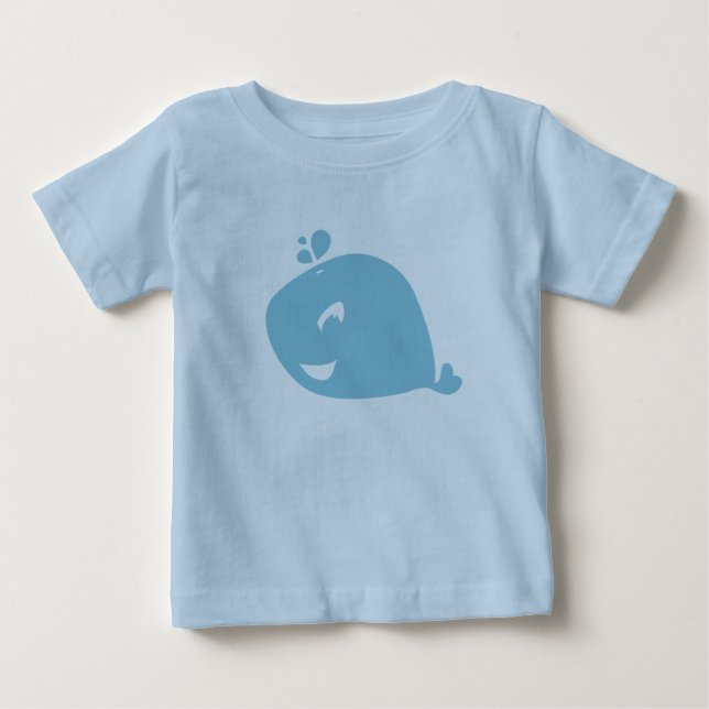 Happy Cute Blue Whale Baby T-shirt (Vorderseite)