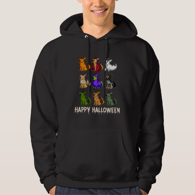 Happy Cute German Shepherd Dog Witch Mummy Hallowe Hoodie (Vorderseite)