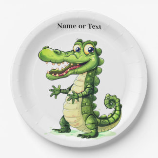 Happy Cute Wild Crocodile Jungle Trees Beautiful Pappteller