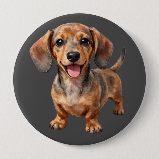 Happy Dachshund Puppy Button (Vorderseite)