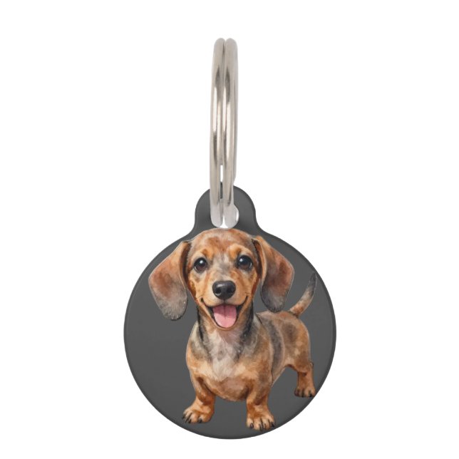 Happy Dachshund Puppy Haustiermarke (Vorderseite)