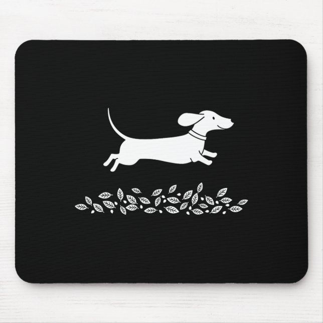 Happy Dachshund With Autumn Leaves For Pet Lovers  Mousepad (Vorne)