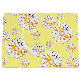 Happy Daisies on Yellow Große Geschenktüte