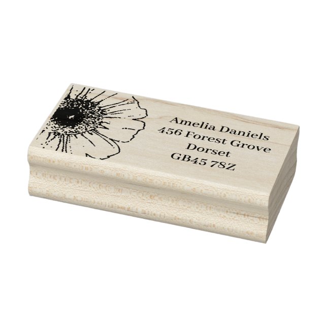 Happy Daisy Address Label Gummistempel (Stempel)