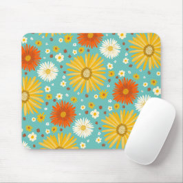 Happy Daisy Blume Pattern Blau Mousepad