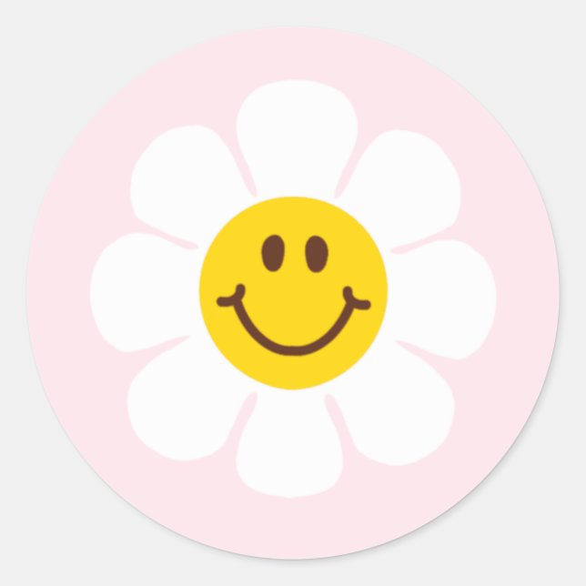 Happy Daisy Floral Einladung Runder Aufkleber (Vorderseite)