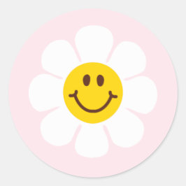 Happy Daisy Floral Einladung Runder Aufkleber