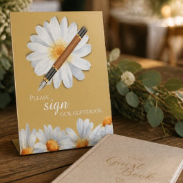 Happy Daisy Wedding Gäestbook Sign Sockelschild