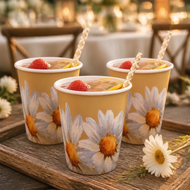 Happy Daisy Wedding Paper Cup Pappbecher (Von Creator hochgeladen)