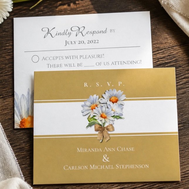 Happy Daisy Wedding RSVP Flat Card (Von Creator hochgeladen)