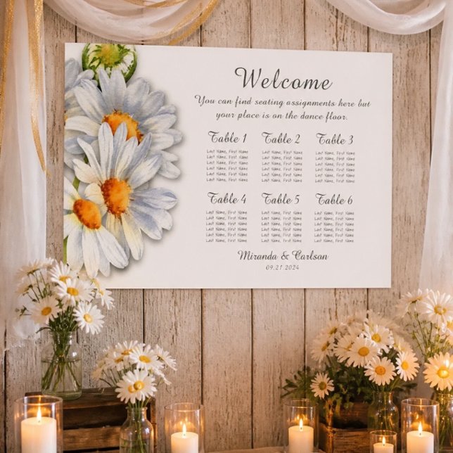 Happy Daisy Wedding Seating Chart 36"x24" Poster (Von Creator hochgeladen)