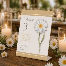 Happy Daisy Wedding Tischnummer Pedestal Sign Sockelschild