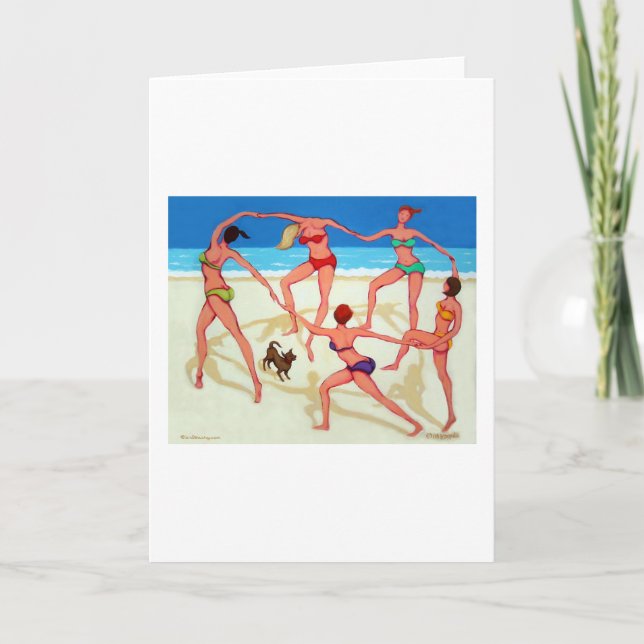 Happy Dance - Mädchen auf Urlaub am Strand! Karte (Vorderseite)