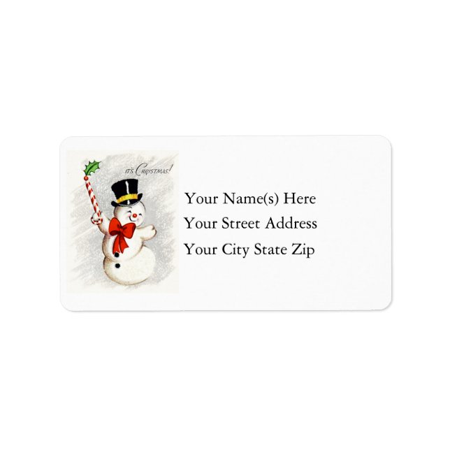 Happy Dancing Christmas Snowman Address Label Adressaufkleber (Vorne)