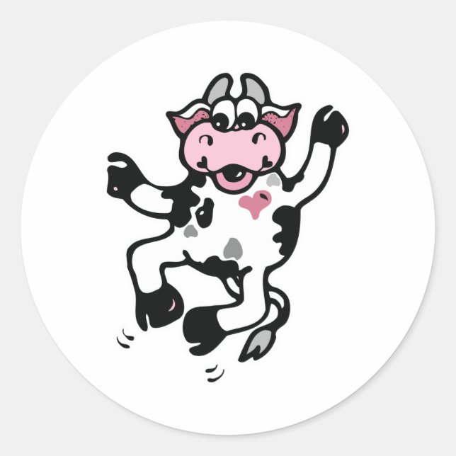 Happy Dancing Cow Runder Aufkleber (Vorderseite)