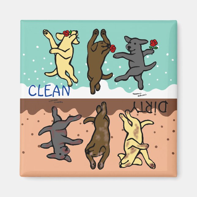 Happy Dancing Labradors Sauber / Geschirrspüler Magnet (Vorne)