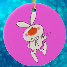 Happy Dancing Niedliches Weißes Kaninchen Keramik Ornament