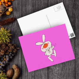 Happy Dancing Niedliches Weißes Kaninchen Postkarte